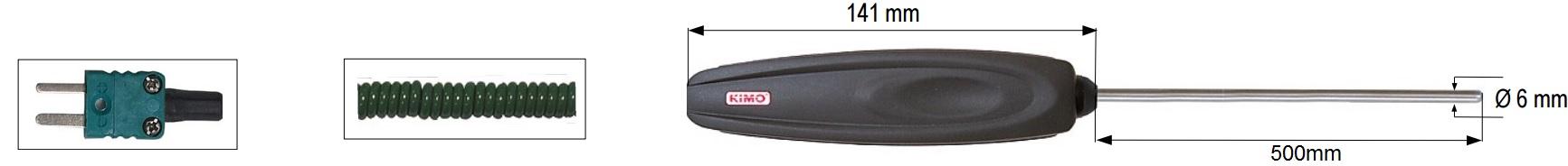Kimo/Sauermann SIK500 Universal/vätskegivare Typ K, l:500mm